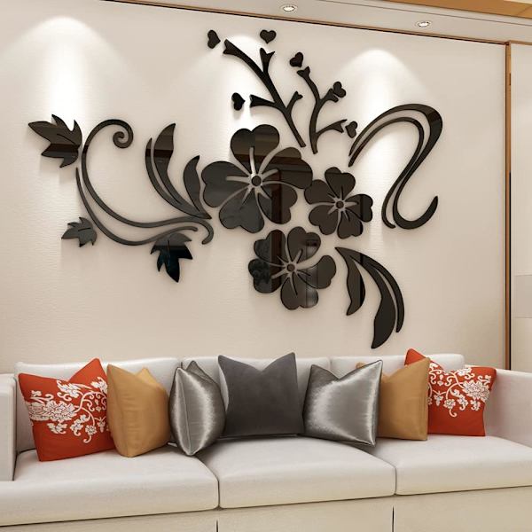 Sininen unelma 3D-tarrat Fleurs Miroir Muraux Rose Flower Vine St