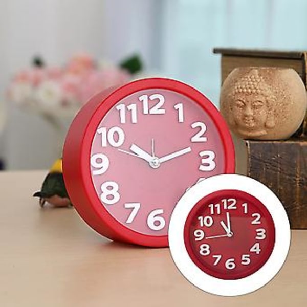 Rund 12cm Candy Color Stereo Digital Lydløs Vækkeur (Pink)