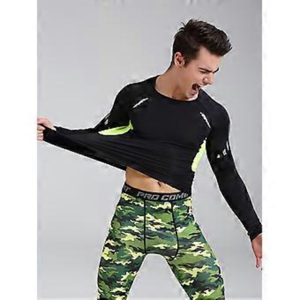 Sports- og fitnesstights herre langærmet hurtigtørrende toppe løb basketball træning sweatshirts plus fløjl T-shirts(M )