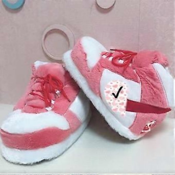 Plushtofflor som sneakers - Kreativt inslag, fluffiga, varma vintertofflor för avslappnad vardagsanvändning (Rosaälskare)