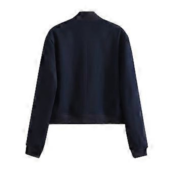 Vårjakke med store lommer og ståkrage for kvinner (M Marineblå)