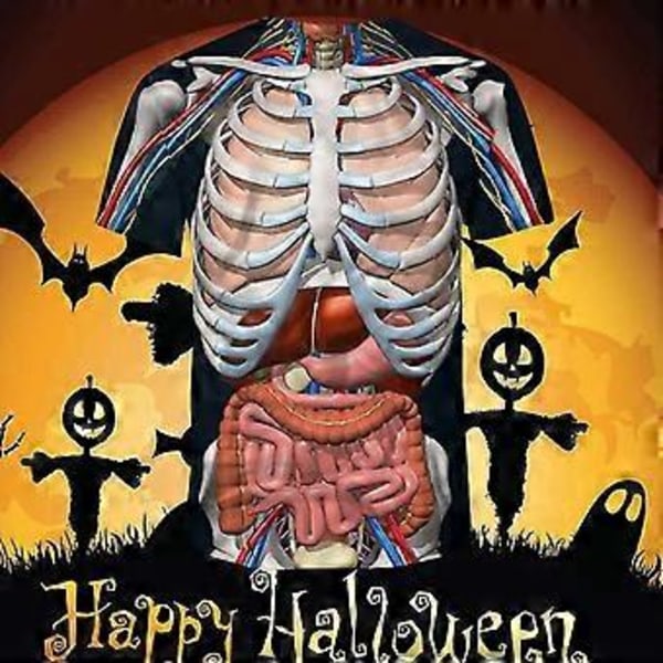 Ihmisen Elin Top 3D-tulosteinen Kauhu Sisälmyskuvio T-paita Pyöreä Kaula-aukko Lyhythihainen Löysä Paita Halloween Koriste Tarvike (L)