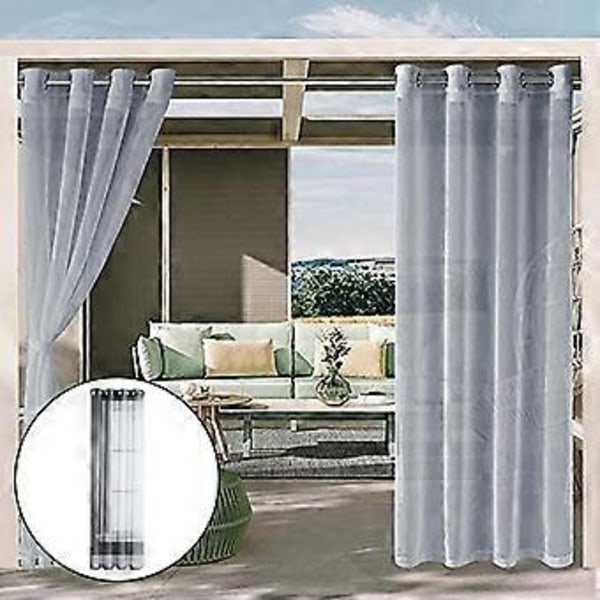 Utendørs Grå Gardiner Paneler Maljer Topp Veranda Terrasse Vindusgardin Drapering Pergola Basseng Personvern Solrom Proof Vindusbehandlinger (132x213cm)
