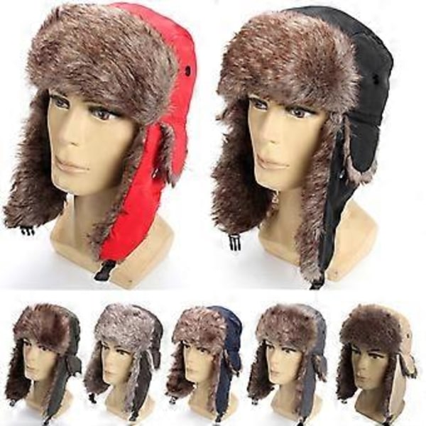 Trooper Hatt Unisex Justerbar Fuskpäls Vindtät Utomhushatt för Vinter Qinhai (Armégrön)