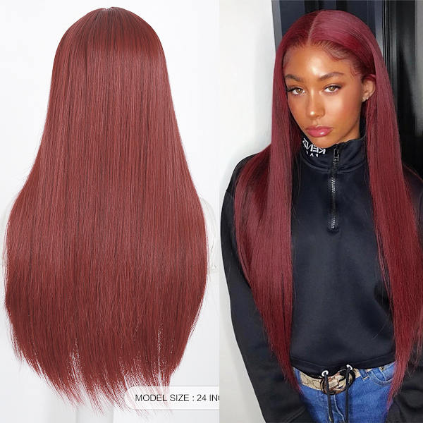 Hår Farve Lace Front Paryk Langt Lige Hår Parykker Limfri Varme