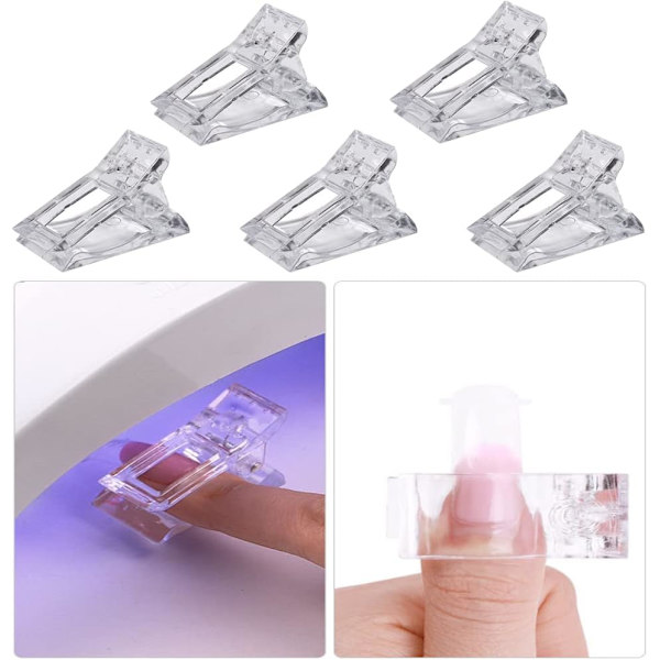 5 Klara Nagelklippare, Kristall Nagelklämma, Nagel Extensionsklämma, Na