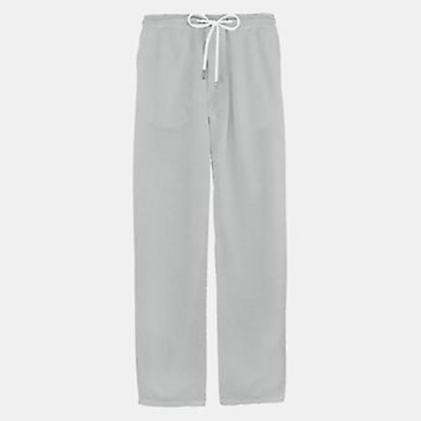 Män Linnelookiga Lösa Byxor Elastisk Midja Casual Strand Yoga Byxor-r (2XL grå)
