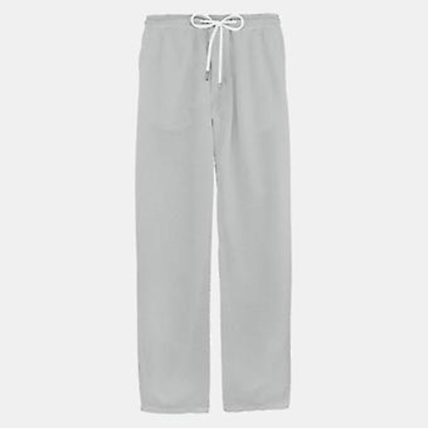 Miesten pellavamaiset löysät housut joustavalla vyötäröllä, rento ranta- ja joogahousut -r (2XL harmaa)
