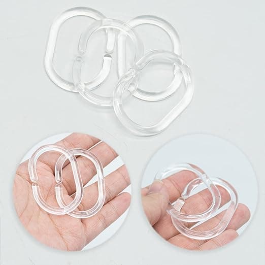 12 st C-formade duschdraperiringar i plast, gardinkrokar för dörr