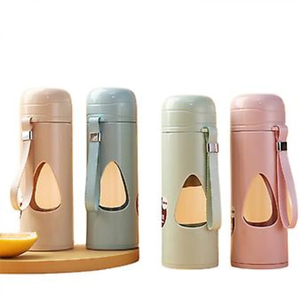 JUSCH Vattendroppsformad dubbelväggig glaskopp, anti-brännskada, anti-fall, sportkopp, studenttekopp, kontor, 480ml, grå (WZ1833)