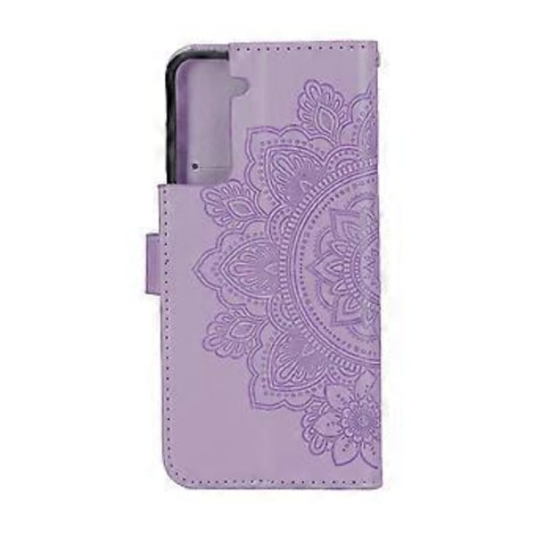 Plånboksfodral Skyddande Mobilskal Blomma Präglat PU Plånboks Flip Fodral med Kortfack Ställ för Galaxy S21 Plus