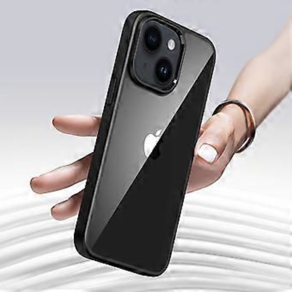 iPhone 15 Plus:lle läpinäkyvä PC-takaosa + TPU-kehys suojakotelo matkapuhelimelle (tyyli A)