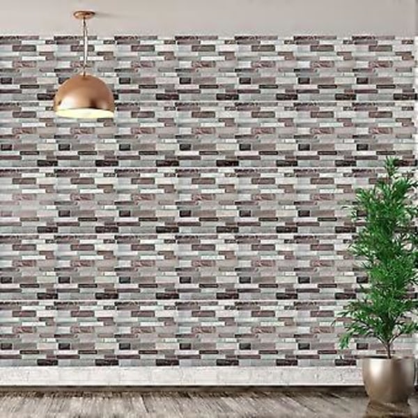 3D-efektinen mosaiikki vedenpitävä itseliimautuva seinätarra makuuhuoneeseen olohuoneen sisustustarra (tumma väri)