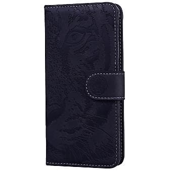 Tigerpräglad Läderfodral för iPhone 14 Pro Max (Svart)