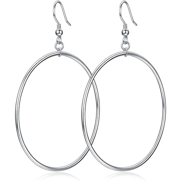 Store Sterling Sølvbelagte Store Øreringe Cirkel Dangle Drop Øre