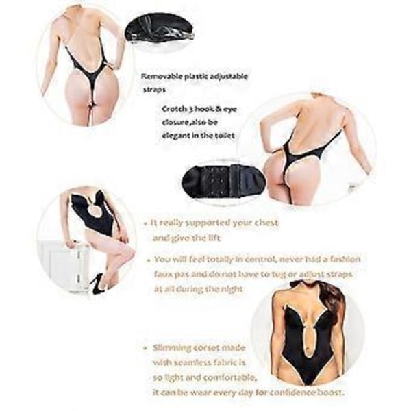 Naisten Invishaper-Plunge Selkätön Rintaliivit Muotoileva Body Saumaton String Naisten Syvä V-Aukko Läpinäkyvä Olkain Juhliin Mekkoihin (L Ihonvärinen)