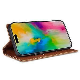 Kompatibelt Plånboksfodral för iPhone 16 Plus Magnetisk Stängning Läder Telefonskal (Brun)