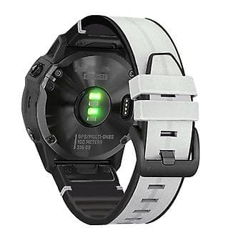Til Garmin Fenix 6 Silikon + Læder Urrem (Lysegrå)
