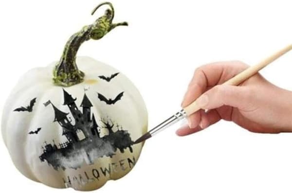 12 hvite dekorative gresskar - Halloween dekorative gresskar - vannflasker - O