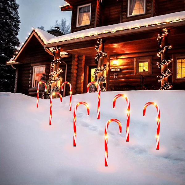 5 stk Candy Cane lyslenke, julelys LED Candy Cane, Illumina
