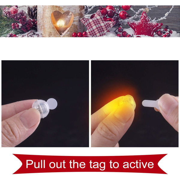50 stk. Mini LED-lys Balloner papir lanterner lys Gult lys