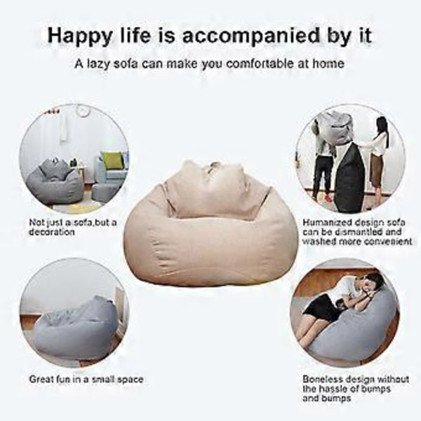 Uusi Täyttämätön Suuri Säkkituoli Sohva Päällinen Sisätiloihin Lepotuoli Aikuisille Lapsille Lazy Lounger 50% Tarjous (XL Keltainen)