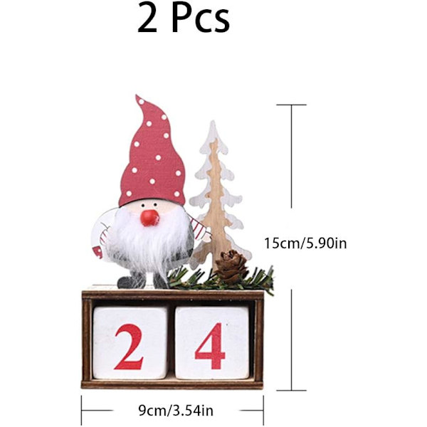 2 stk. træ julekalender, julemandskalender