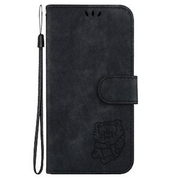 Präglad Läderfodral för iPhone 15 Pro Max (Svart)