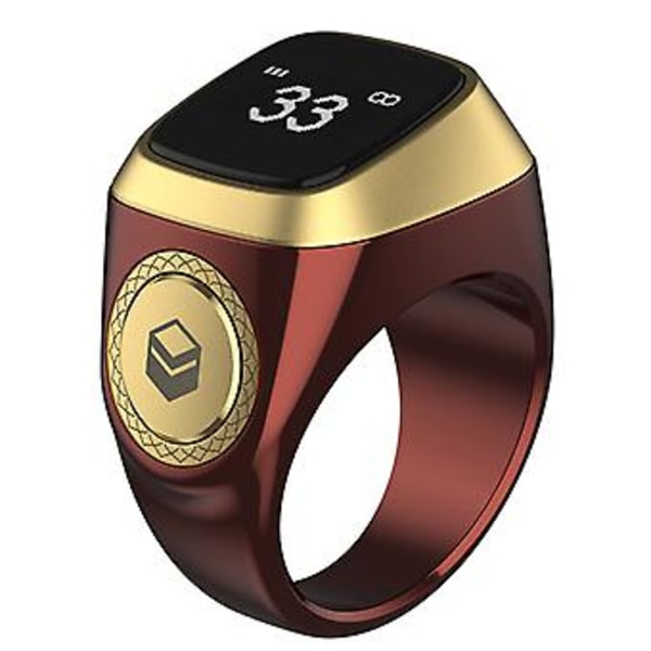 iQibla Zikr 1 Lite Bøn for Smart Tally Counter Ring Muslim Digital for Tid R(Kaffe)