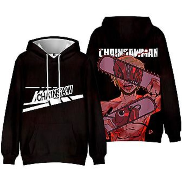 Unisex Chainsaw Man Anime Hoodie med Lange Ermer 3D Grafisk Trykk Gensergenser (L C)