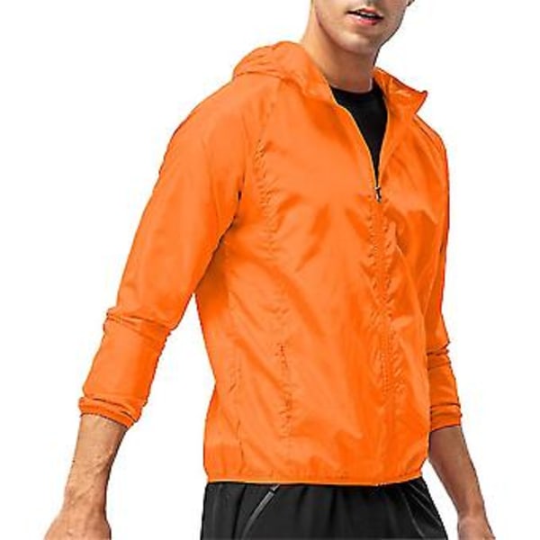 Men Lightweight Casual Jacket Combat Outdoor Hiking Hooded Coat Outwear Tops-r (3XL Orange)