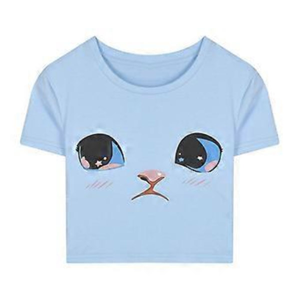 Kuvioitu lyhythihainen pyöreäkauluksinen slim fit -toppi, lyhythihainen T-paita, lyhythihainen paita, lyhyt T-paita päivittäiseen käyttöön, sininen XXL (XXL sininen)