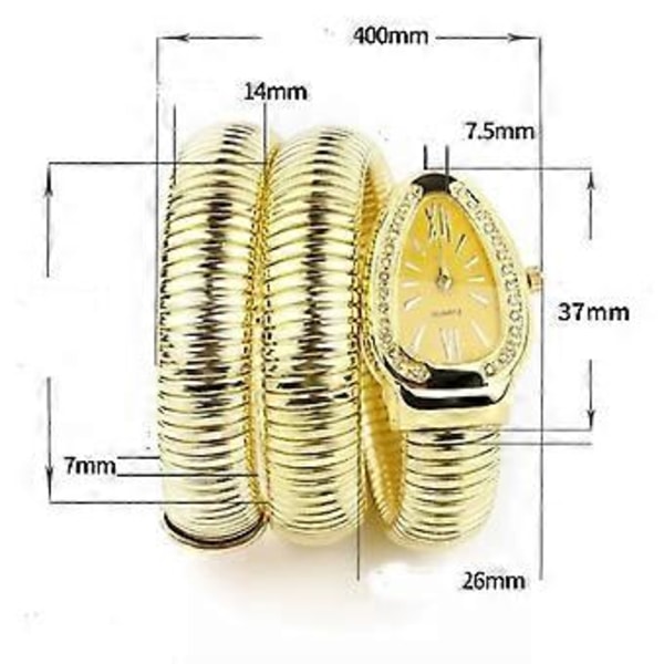Naisten käärmerannekorukello Serpentine Bling Timantti Kvartsikellot (Hopea)