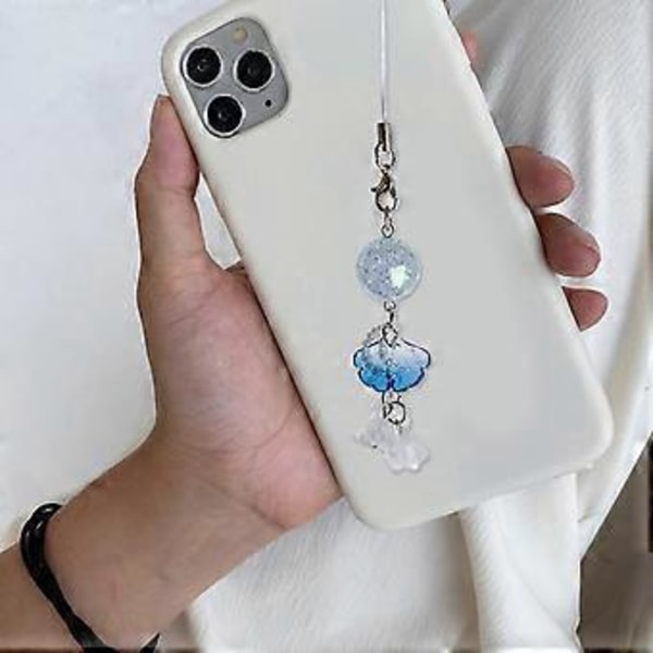 Håndlavet Perlekæde Mobilkæde Unik Blomster Telefon Charm Funktionel Nøglering Ornament Nøglering til Taske Pung Rygsæk Gul (Gul)