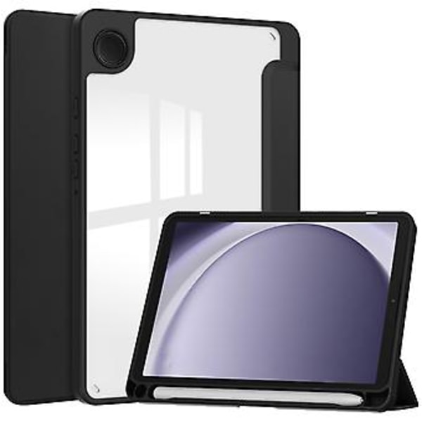 Samsung Galaxy Tab A9:lle suunniteltu 3-osainen nahkakuori (Musta)