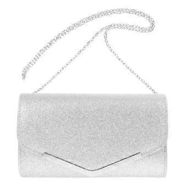 Iltalaukku Käsilaukku Hääjuhla Viestilaukku Clutch-laukku Lompakko Yksinkertainen Ketjulaukku Naisille (Hopea)
