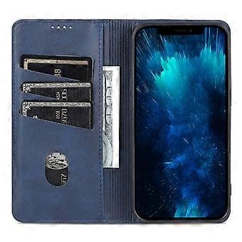 AZNS för iPhone 15 Plus Anti-scratch PU-läderfodral Stativ Plånboksfodral