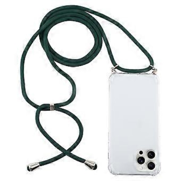 TPU-etui med snor til iPhone 16 Pro (Mørkegrøn)