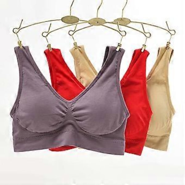 Bomulls-BH Väst för medelålders och äldre kvinnor, utan stålring, plus size underkläder - Hudfärg/YY(L beige)