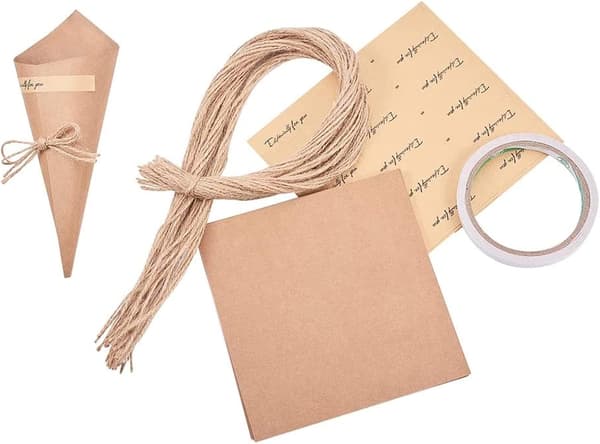 Retro Kraftpapper Konfettikon, 50 st Presentförpackning Papperslåda Vi