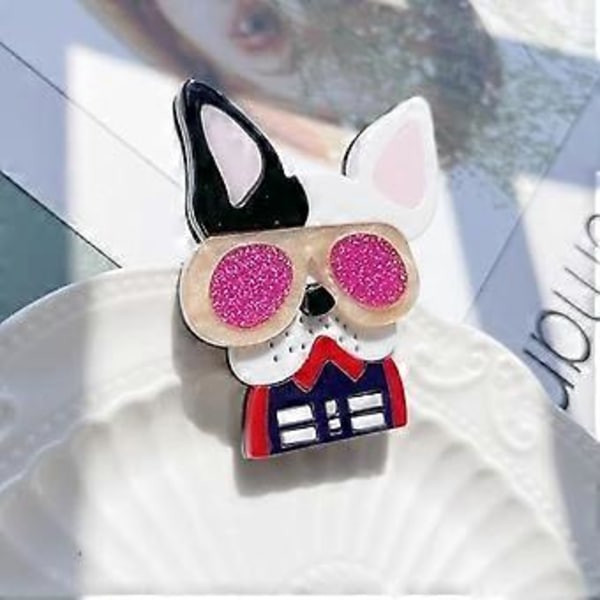 Hundbrosch, Handgjord Akryl Lapel Nål Stor Brosch Badge, Väska Nål Present till Kvinnor, Flickor, Pojkar 2.5in*2in