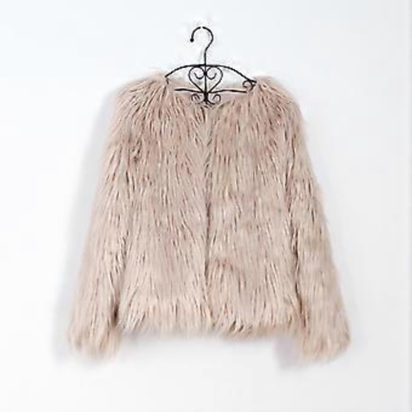 Pälsig Fuskpäls Vinterjacka Dam Fusk Vit Vinterjacka (XL khaki)