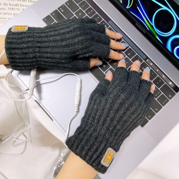 Mörkblå USB uppvärmda handskar, uppvärmda handskar män kvinnor Köldsäkra O