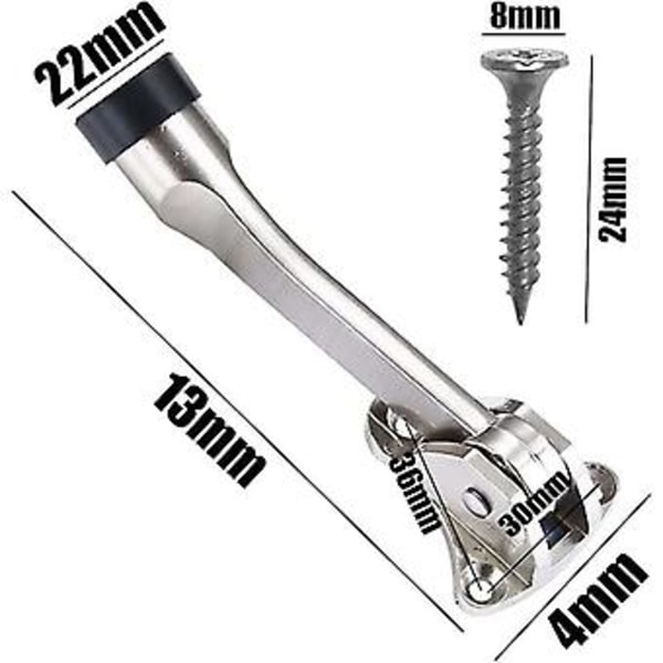 2 stk. Dørstopper, Dørstopper Dørholder, Med Bløde Gummi Bumpere Og Skruer - Zink Legering - 13cm