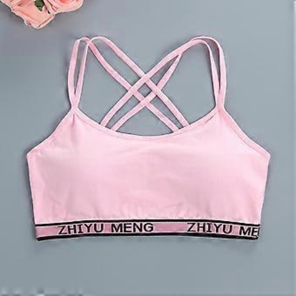Flickor Stretchbomulls-Bralette 4-pack, Studentväst-BH, Full Cup, Andningsbar BH med Vaddering, Tränings-Sport-BH (rosa)