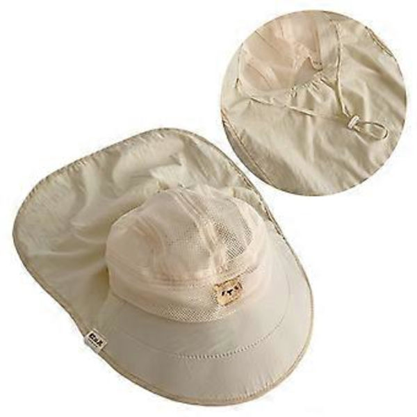 Baby Mesh Bucket Hatt Fiskehatt Mjukt Brätte Panama Hatt för Barn Unisex Nackskydd Fiskehatt Utomhusaktivitet Solhatt (Risvit björn)