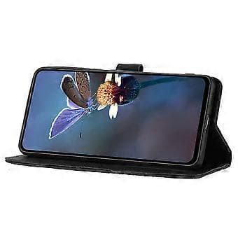 Læderpung Stand Case til iPhone 15 med Blomsterprint - Stødsikker Telefoncover