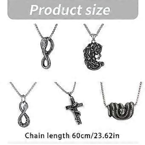 Gotisk Stil Ouroboros Orm Hängsmycke Trendigt Ormhalsband i Rostfritt Stål för Vardagsbruk (Orm åtta)