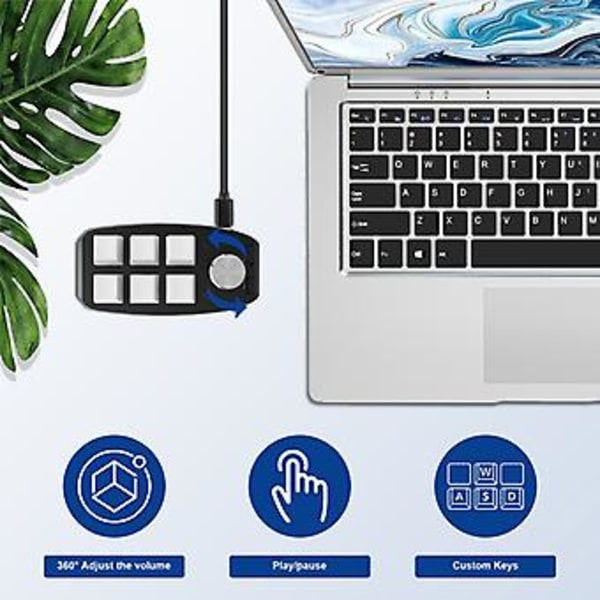 Tilpasset programmeringsmakroknapp-tastatur 6 taster 1 knapp Kopier lim inn USB RGB (Hvit Bluetooth)