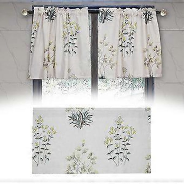 Blomstrete Botanisk Termisk Isolert Vindusgardinkappe med Stanglomme (130x41cm)